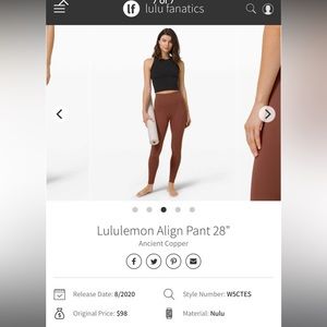 Lululemon Align Leggings 28” Ancient Copper Sz 8